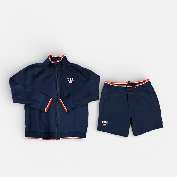 Janie and Jack Other - Janie And Jack Embroidered USA Jacket & Pique Short